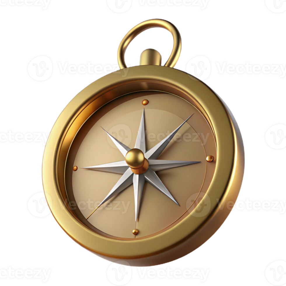serene abstract A compass, pointing north, brass, original png