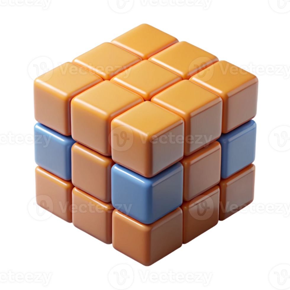 impressive minimalist A Rubik's cube, partially solved, high resolution png