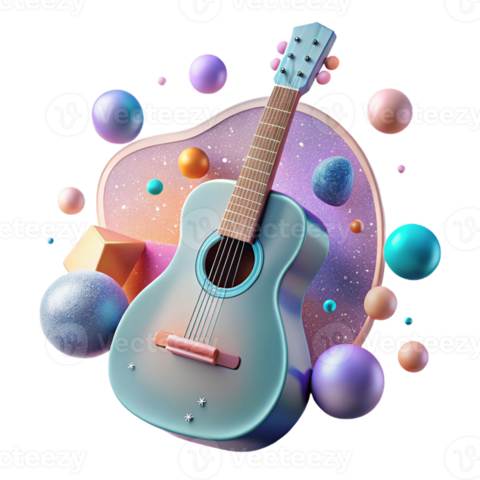 elegant classic Guitar Silhouette with Watercolor Texture for Artistic Design high resolution png
