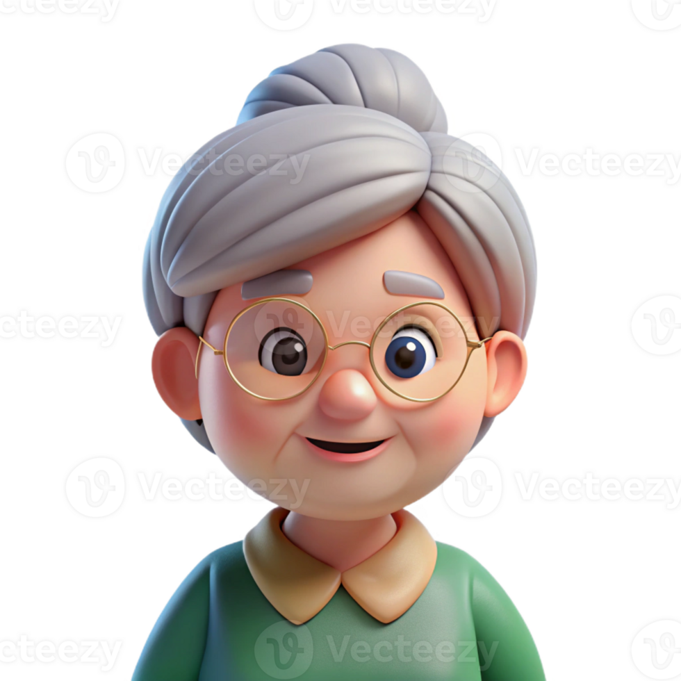 stunning traditional Cartoon character of a sweet old lady, detailed png