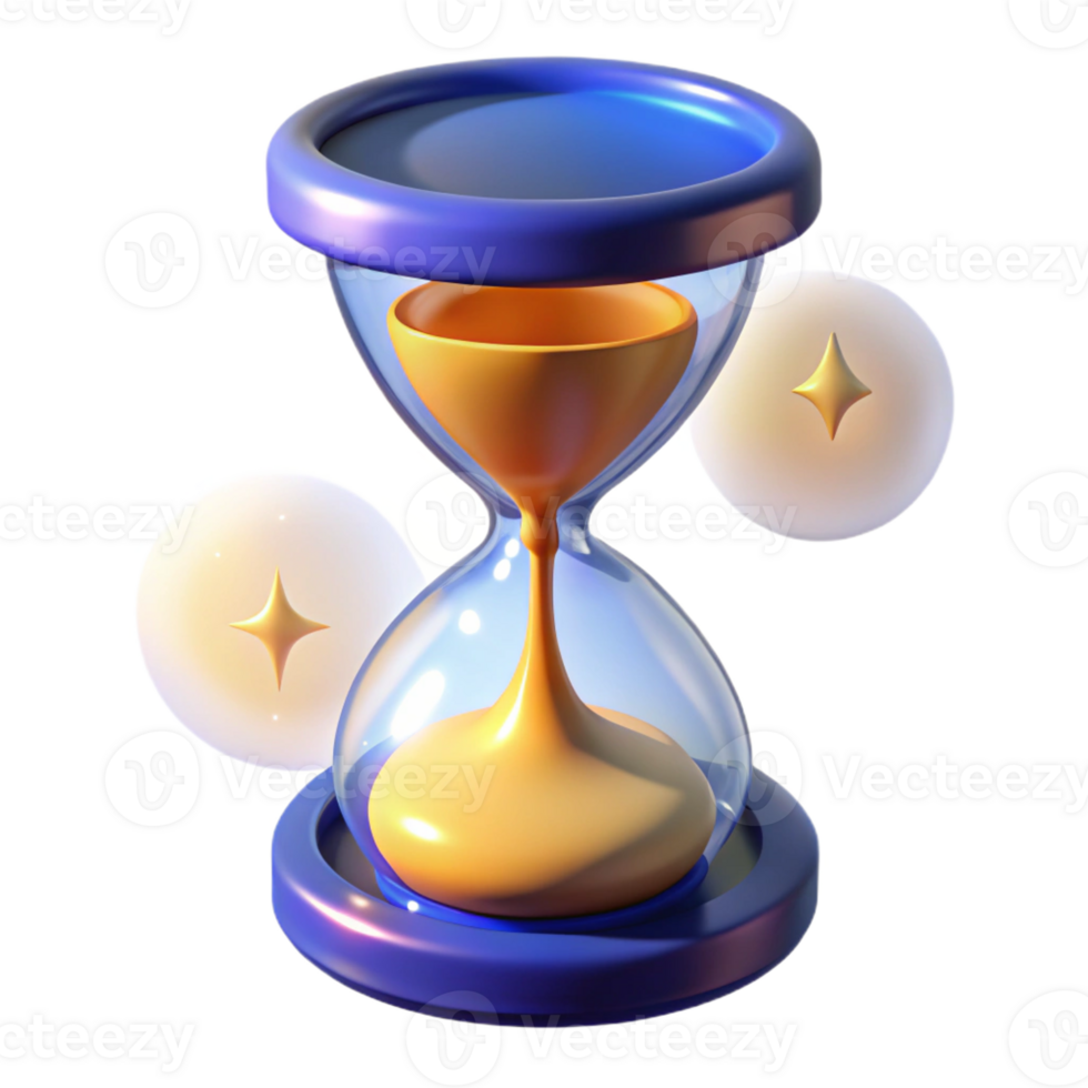 elegant traditional A stylized hourglass, sand flowing, glowing with magical energy original png