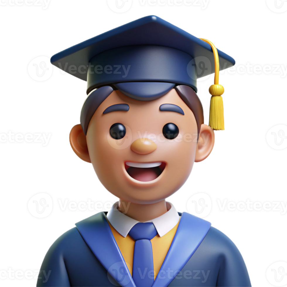 stunning traditional Happy graduate in cap and gown, high resolution png