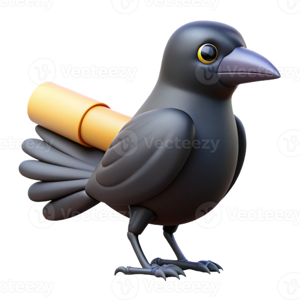 stunning traditional A realistic raven with a message scroll attached to its leg detailed png