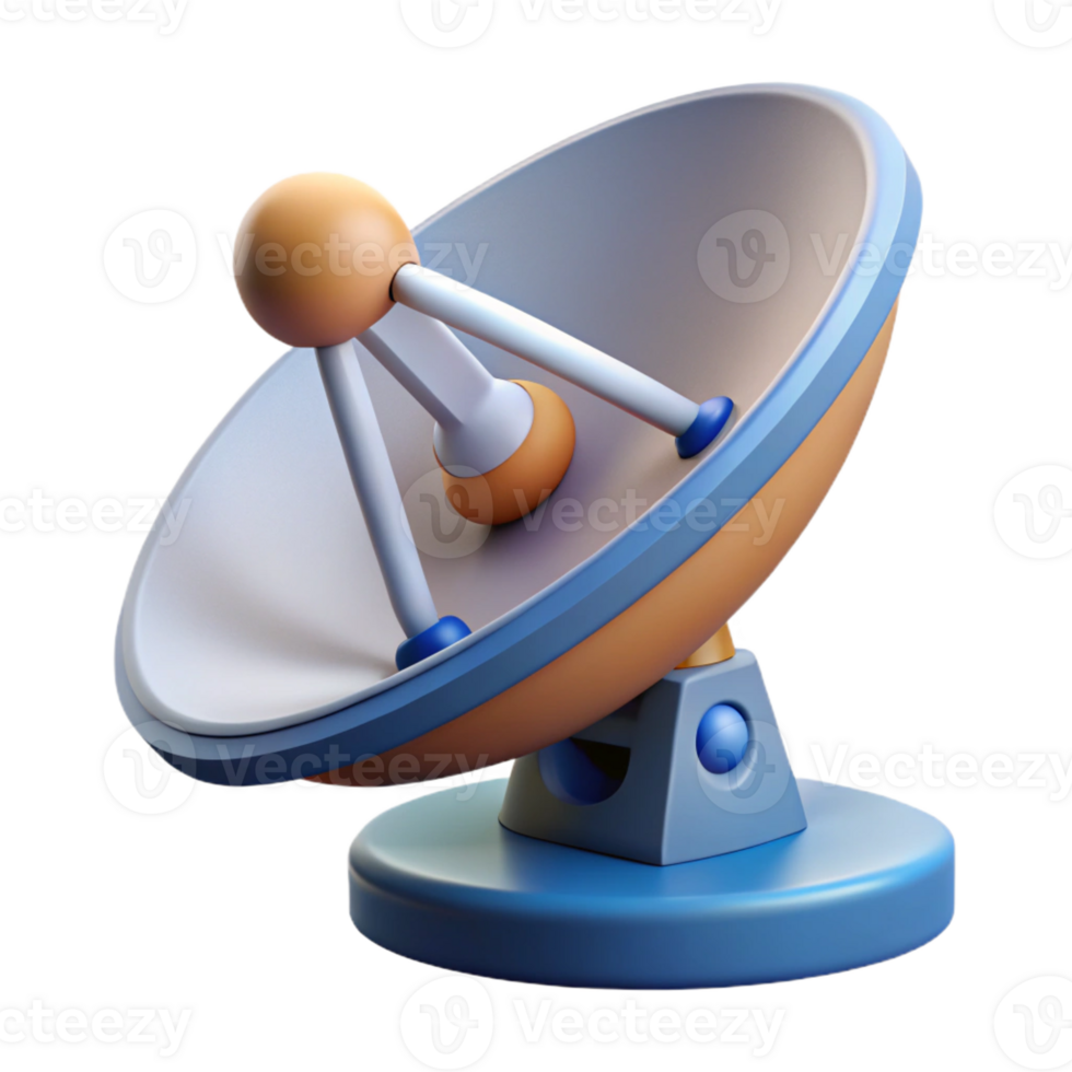 extraordinary rustic 3D model of a satellite dish, communication technology, space exploration, viral, professional png