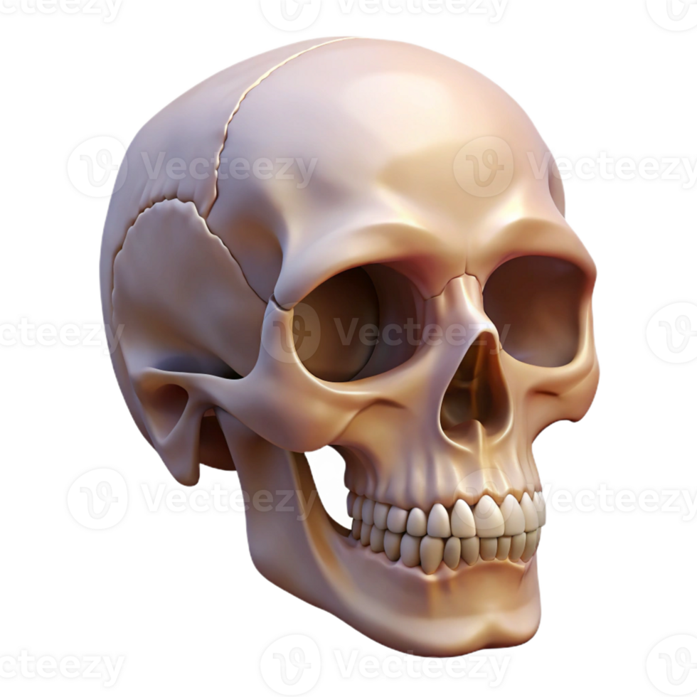 magnificent traditional A realistic human skull, detailed bone structure genuine png