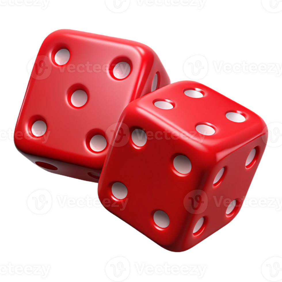 impressive artistic A pair of dice, red, showing snake eyes, authentic png