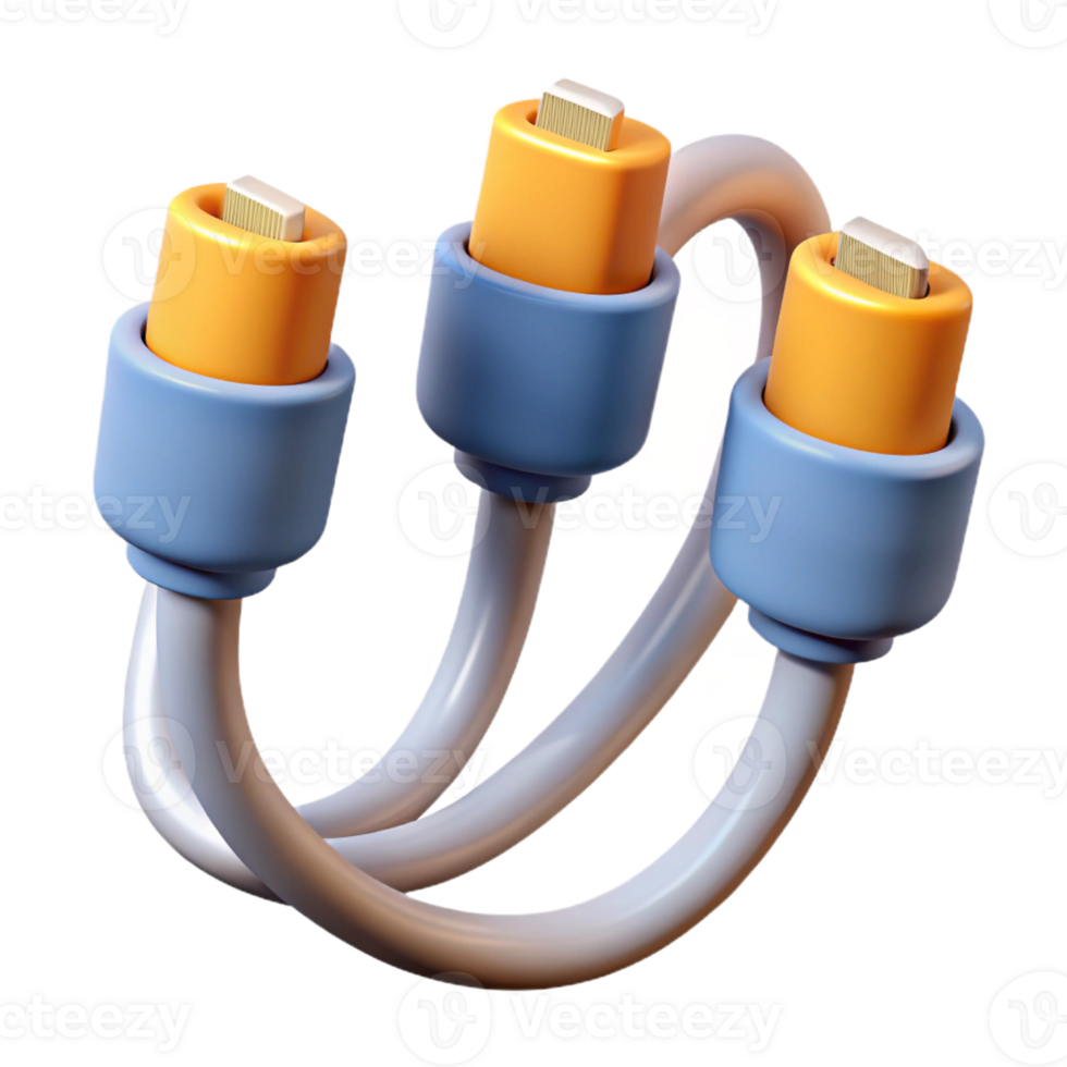 dramatic modern Data cable with multiple connectors premium png