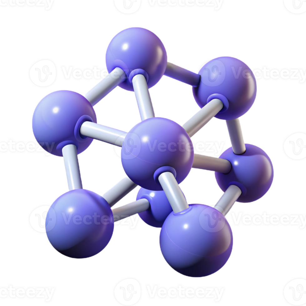 stunning classic A molecule, abstract design, connected spheres, premium png