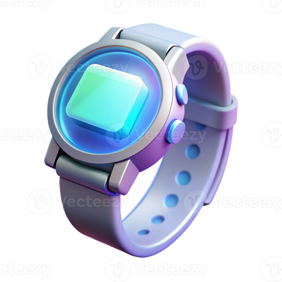 stunning abstract A futuristic watch displaying holographic notifications, illuminated by soft white light, product design style 4K png