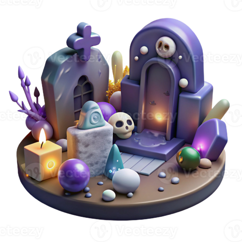 wonderful rustic Halloween Graveyard Scene Transparent for Spooky Atmosphere professional png