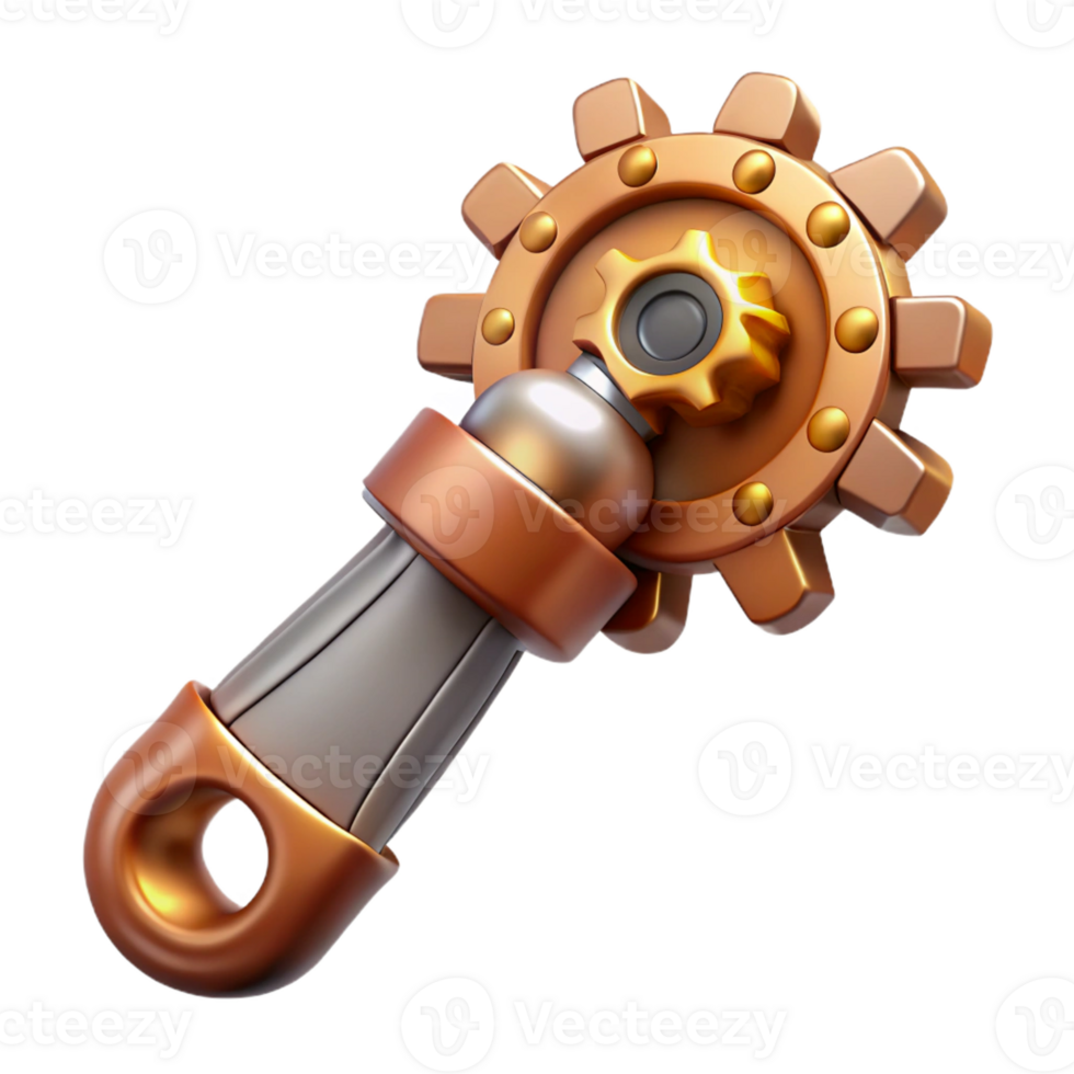 serene rustic Steampunk wrench with adjustable gears and brass accents high quality png