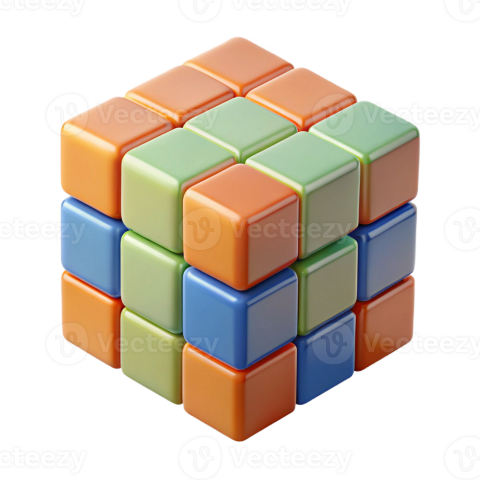 beautiful creative A Rubik's cube, partially solved, high resolution png