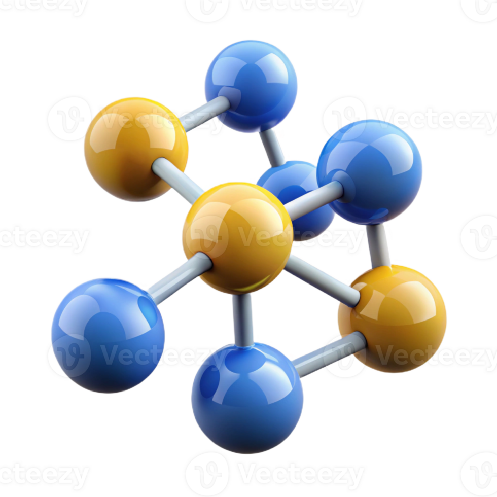 wonderful minimalist A molecule, abstract design, connected spheres, high resolution png