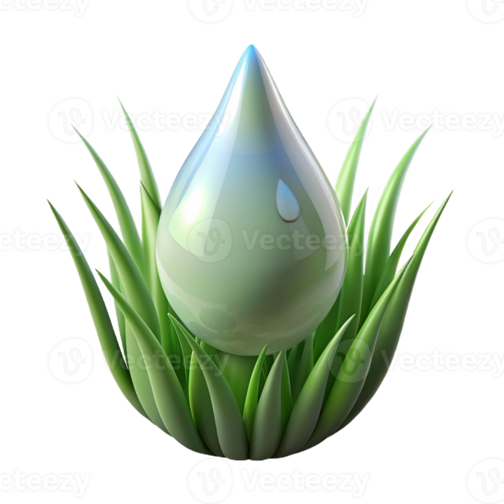 impressive abstract A single dewdrop on a blade of grass, reflecting the surrounding environment, macro photography, realistic style professional png