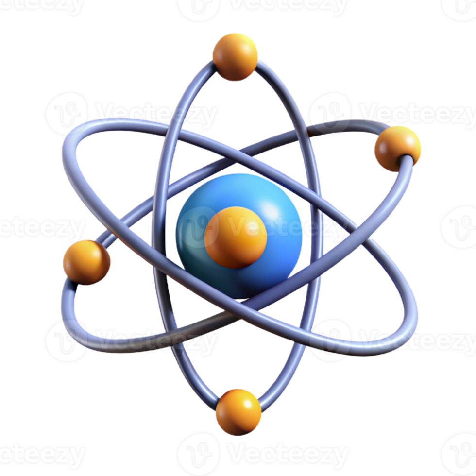 stunning modern A atom, nucleus and electrons, simplified model, high resolution png