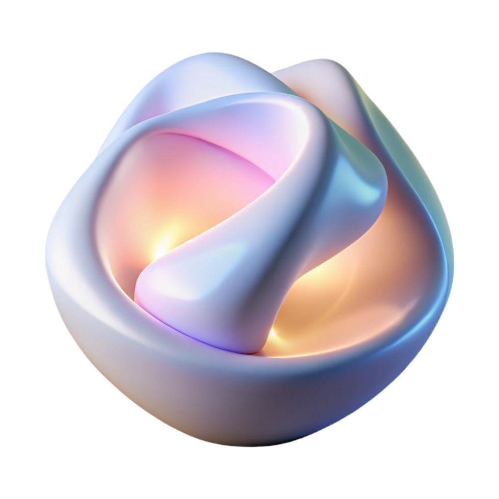 serene vintage A luminous, abstract sculpture, with a soft, ambient light, in a minimalist style 4K png