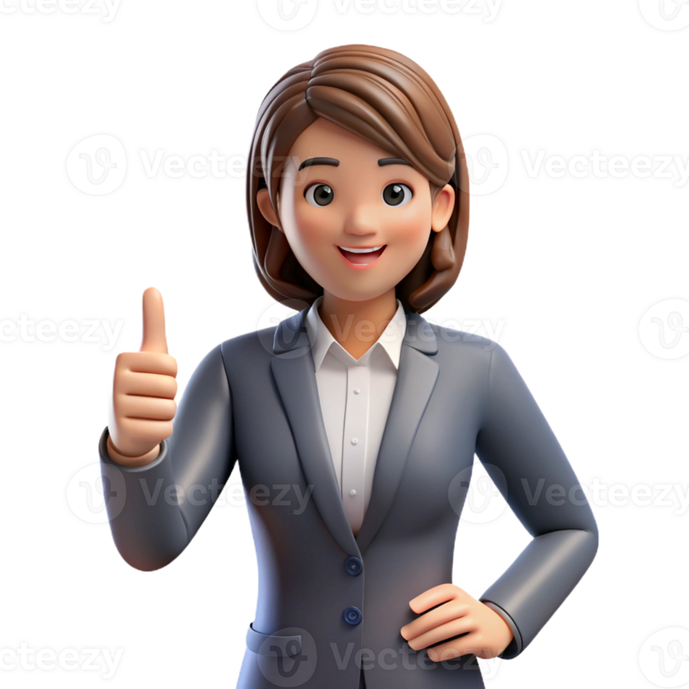 vibrant minimalist Businesswoman giving a thumbs up, high quality png