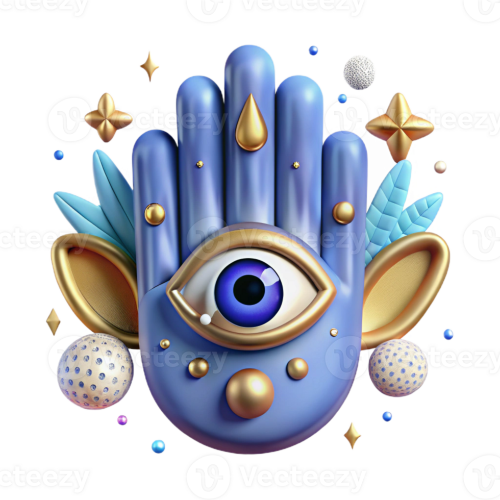 elegant rustic Hamsa Hand Evil Eye Protection Transparent Background high resolution png