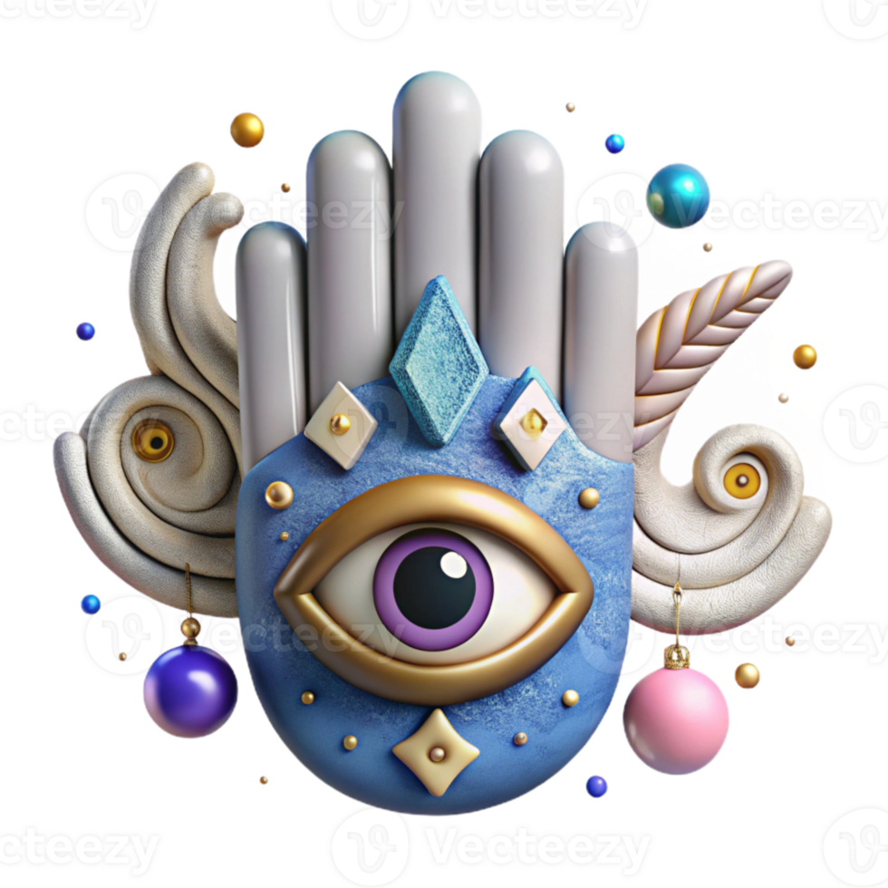 vibrant modern Hamsa Hand Evil Eye Protection Transparent Background png