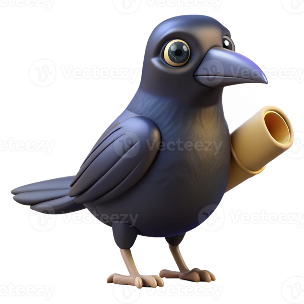magnificent modern A realistic raven with a message scroll attached to its leg premium png