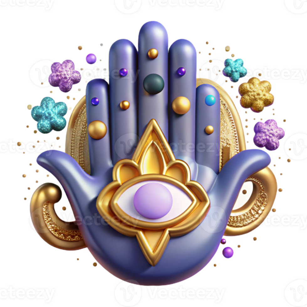serene modern Hamsa Hand Protection Amulet Isolated for Jewelry Design premium png