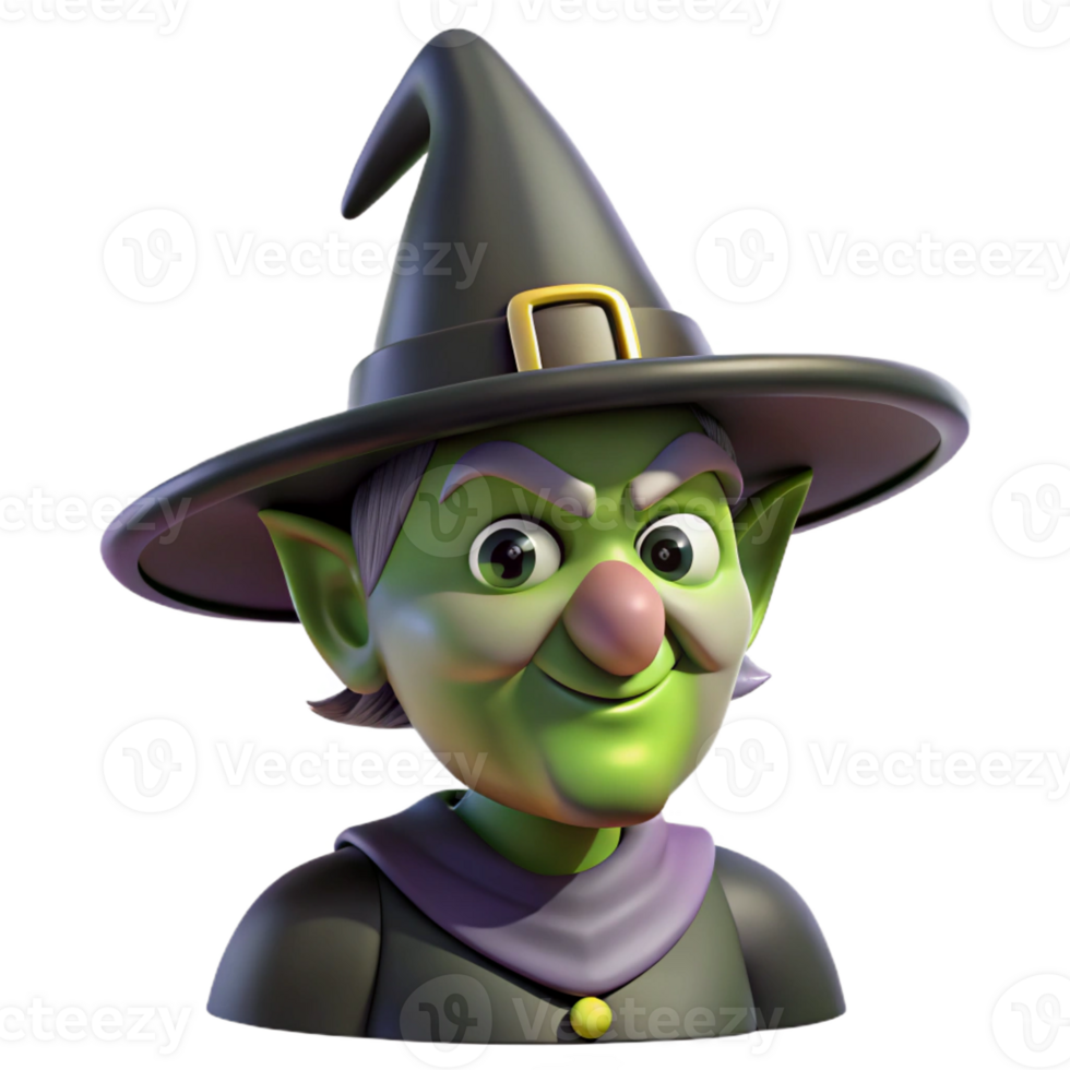 impressive modern A wicked witch with a crooked nose and a pointed hat high resolution png