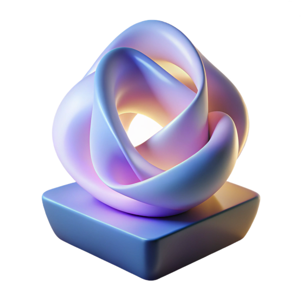 elegant traditional A luminous, abstract sculpture, with a soft, ambient light, in a minimalist style 4K png