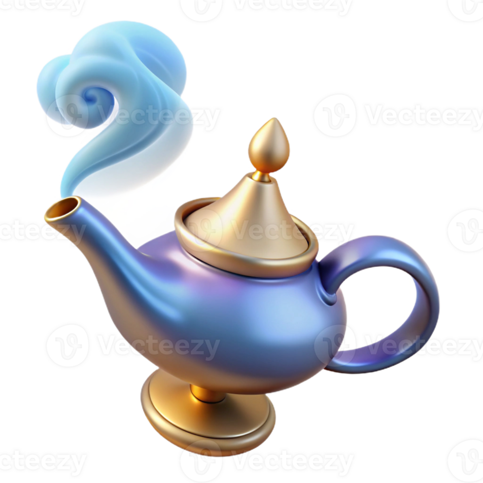 beautiful classic A realistic magic lamp with a genie's smoke emanating premium png
