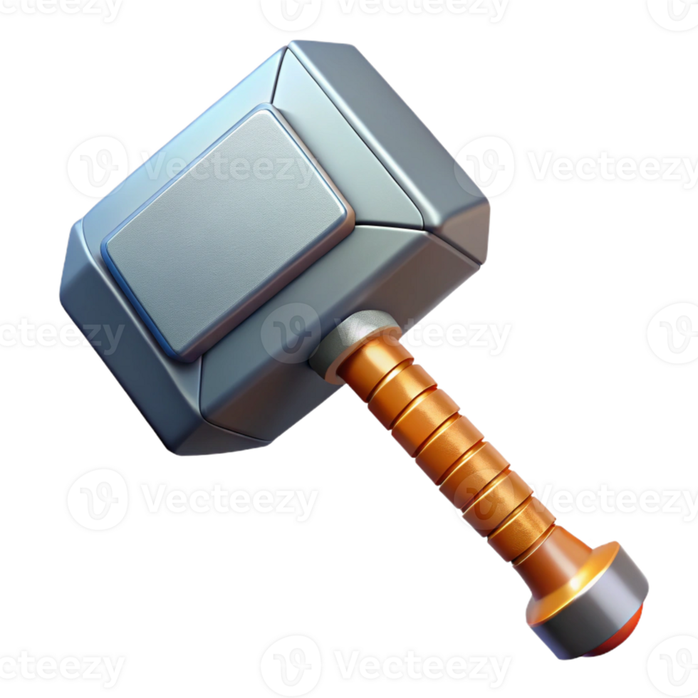vibrant contemporary Mjolnir, Thor's hammer, powerful, professional png