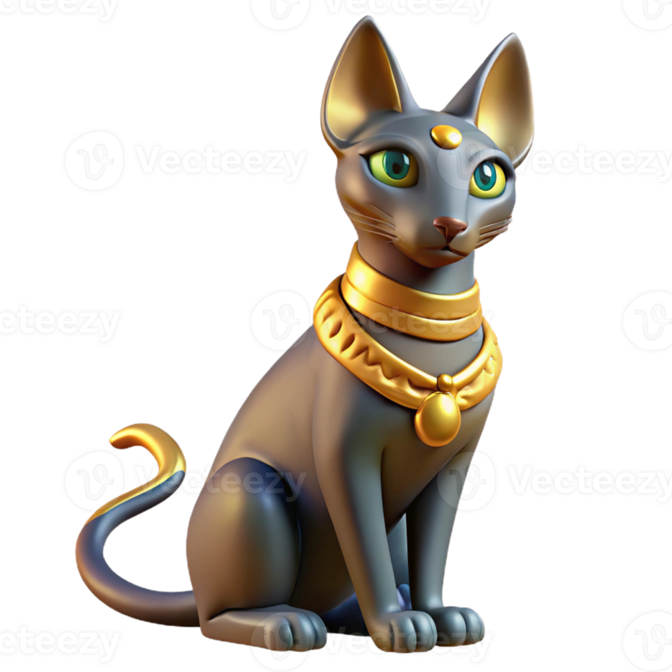 beautiful vintage Bastet, Egyptian cat goddess, protective, authentic png
