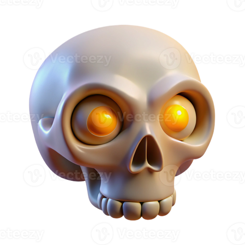 beautiful minimalist A stylized skull, glowing eyes, intricate bone details high quality png
