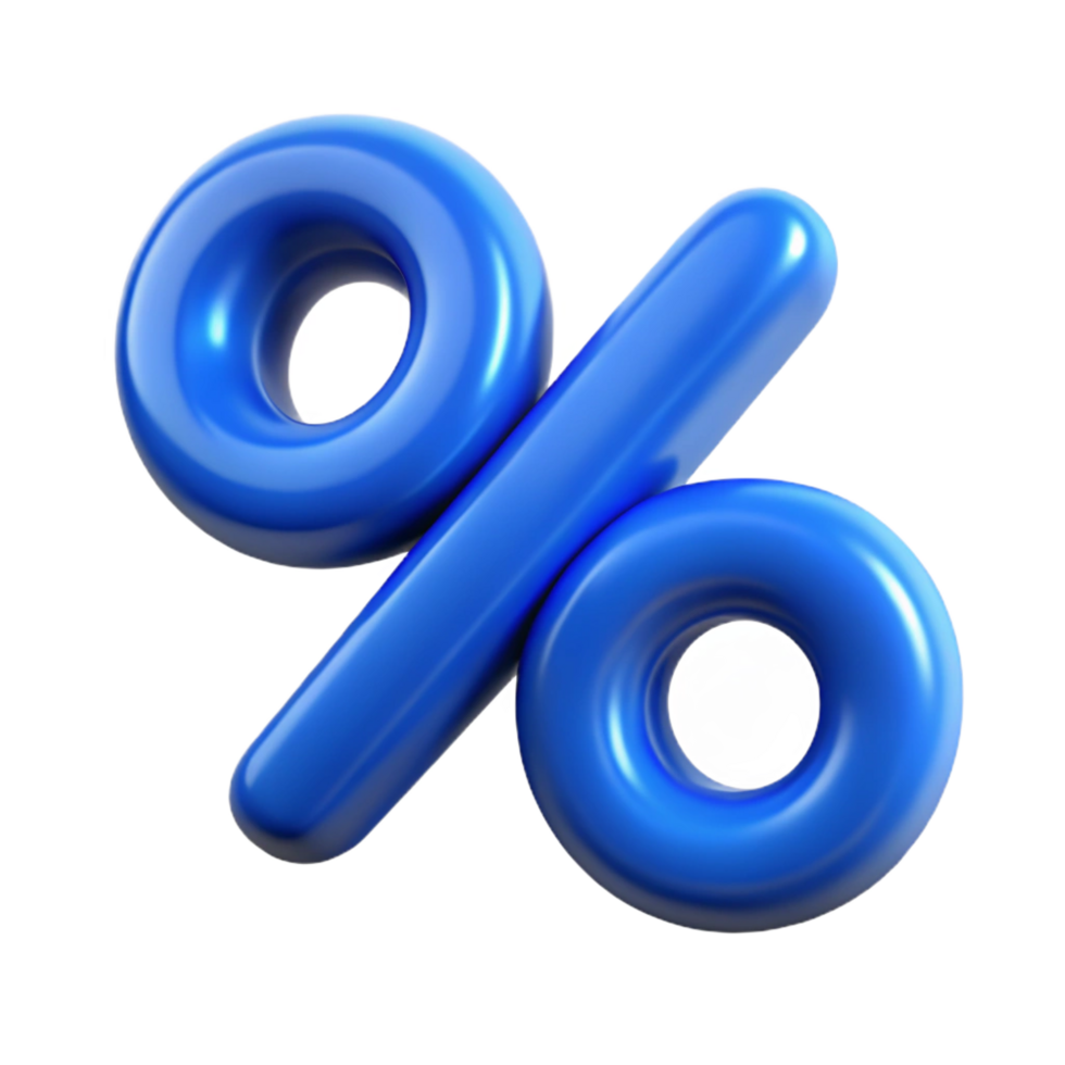 vibrant creative A percent sign, blue, stylized, high resolution png