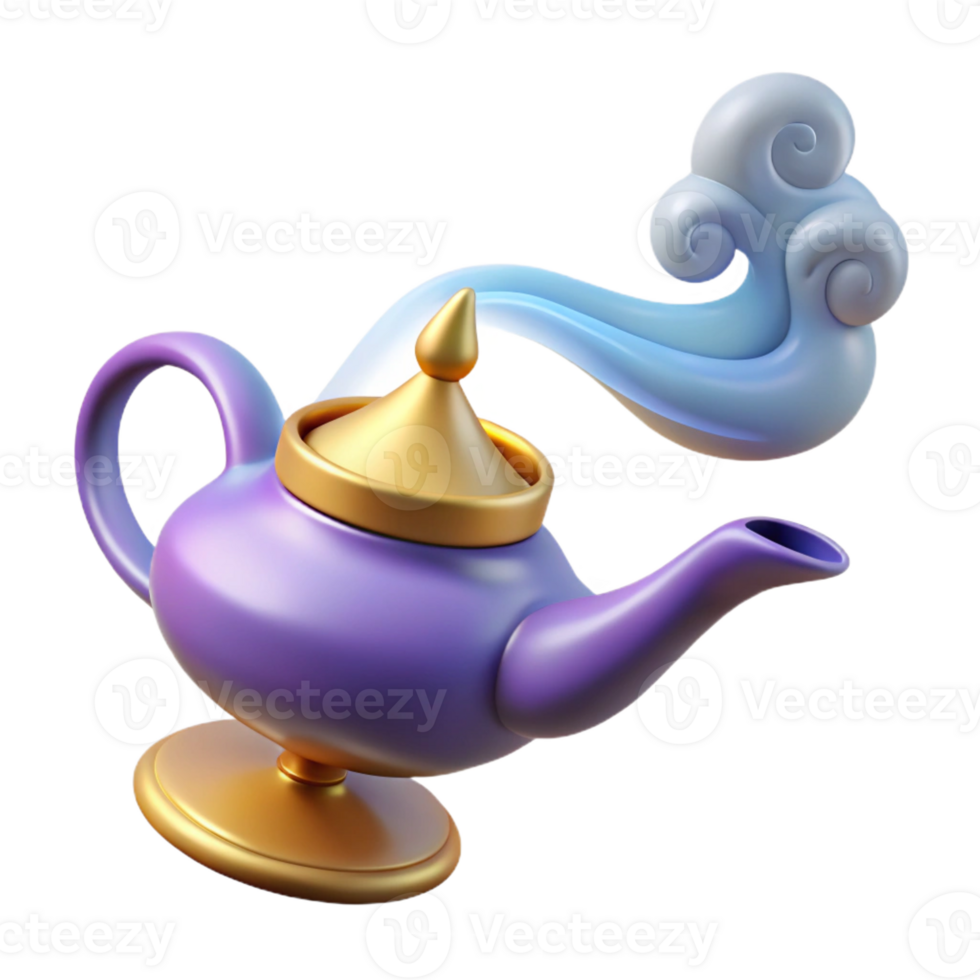 magnificent vintage A realistic magic lamp with a genie's smoke emanating premium png