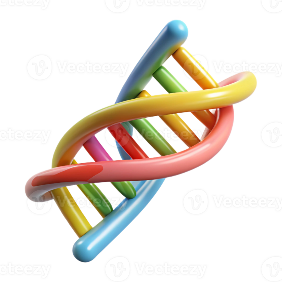 stunning modern A DNA strand, double helix, multicolored, premium png