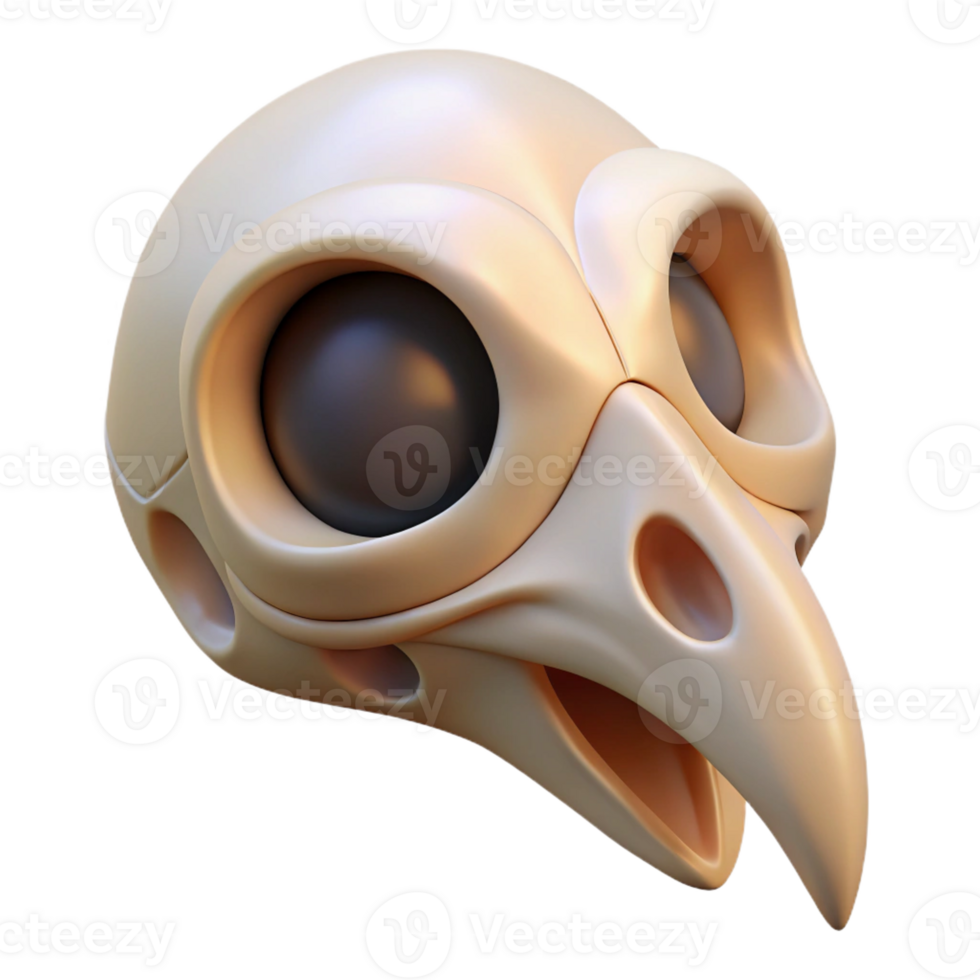 elegant modern A stylized bird skull, hollow eye sockets, delicate bone structure high quality png