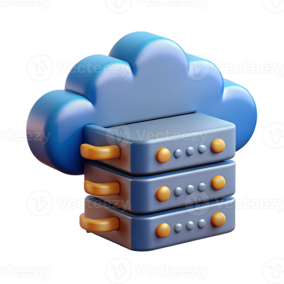 elegant artistic 3D rendering of a server rack, data center, cloud computing, network technology, detailed png