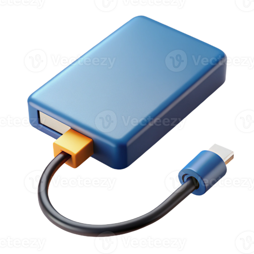 dramatic abstract External hard drive with USB cable 4K png