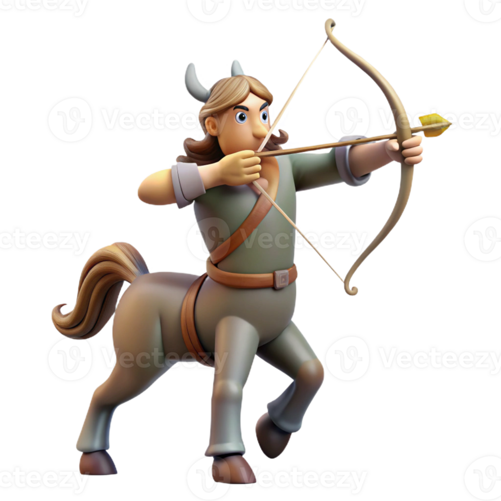 extraordinary traditional A wise centaur aiming a bow and arrow at a distant target, dappled forest lighting, realistic style professional png