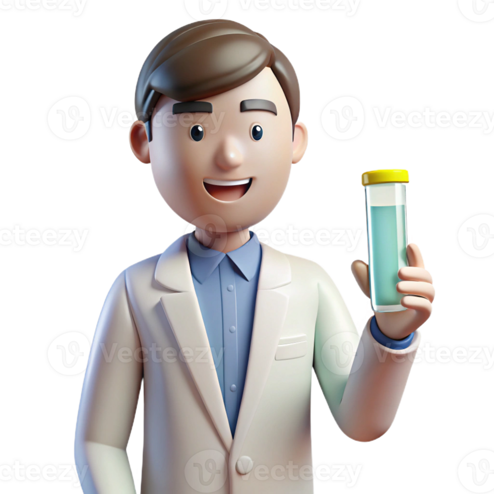 impressive creative Scientist holding a test tube, authentic png