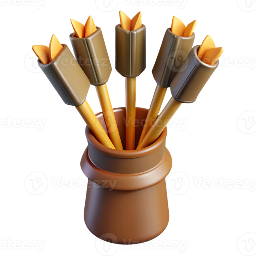 extraordinary contemporary A quiver full of arrows with fletching and pointed tips detailed png