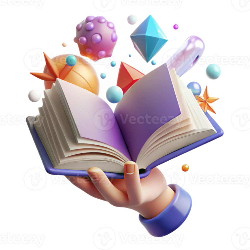 serene artistic Hand Holding Open Book Cutout for Reading Concepts detailed png