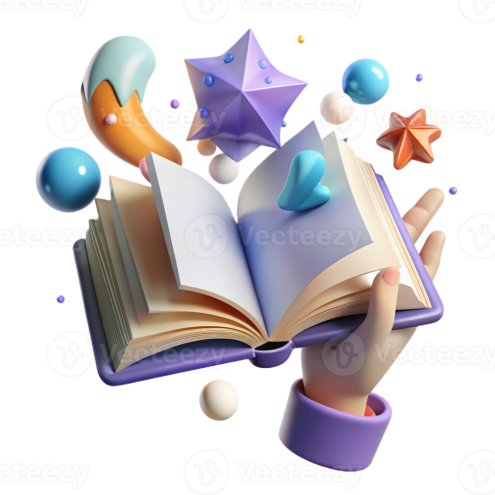 vibrant creative Hand Holding Open Book Cutout for Reading Concepts png