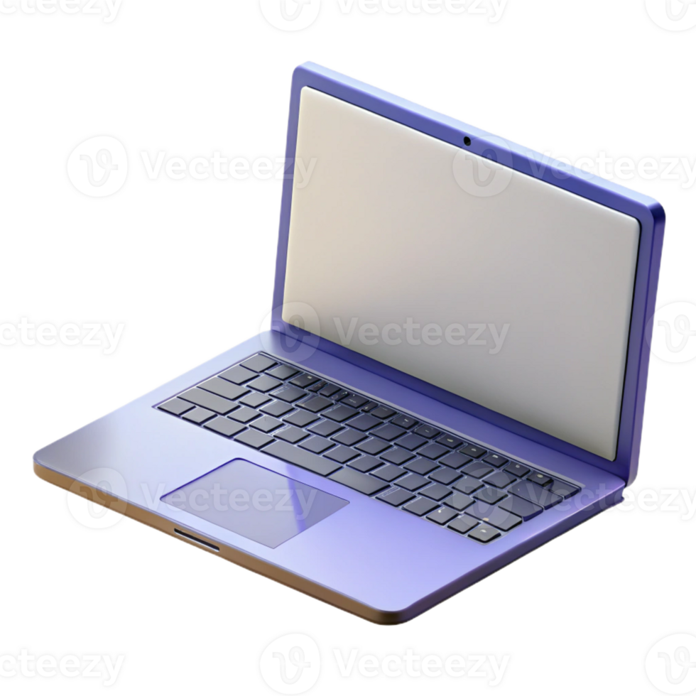 serene rustic Laptop computer with blank screen open 45 degrees 4K png