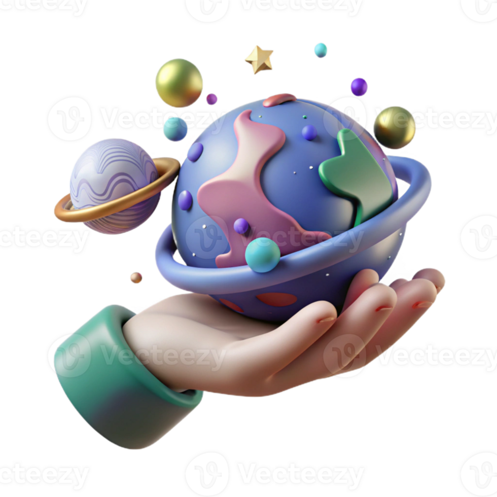 magnificent vintage Hand Holding Planet Cutout Environmental Dreamscape genuine png