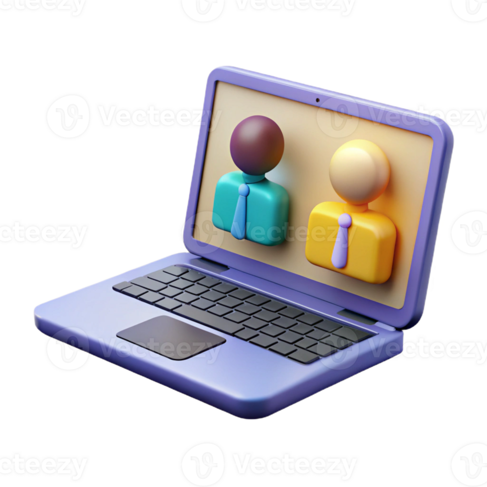 elegant creative Laptop with conference screen authentic png