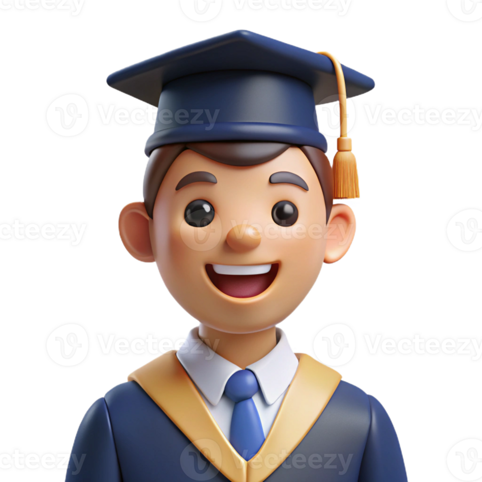 dramatic vintage Happy graduate in cap and gown, premium png