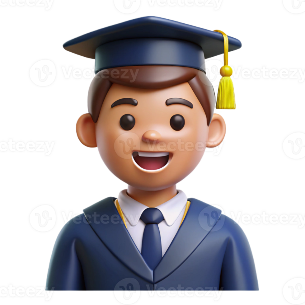 magnificent modern Happy graduate in cap and gown, professional png