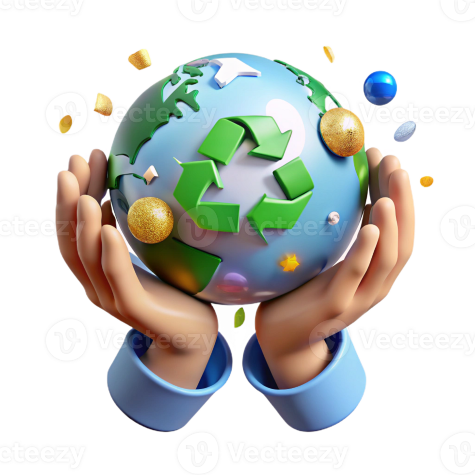 impressive traditional Hands Holding Recycling Symbol Earth Globe Transparent high resolution png