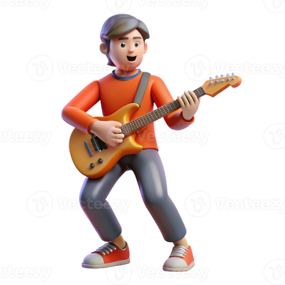 magnificent rustic Guitarist playing an electric guitar, premium png