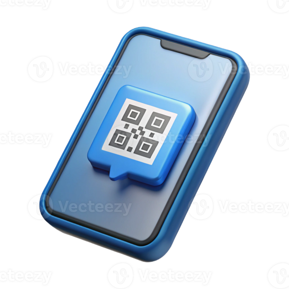 dramatic creative Smartphone with QR code on screen high resolution png